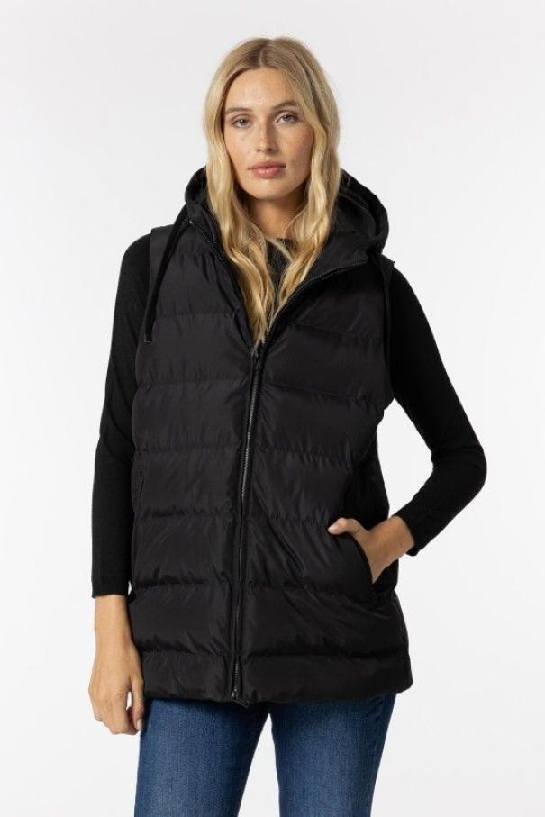 tiffosi tiffosi gilet donna trapuntato lungo con cappuccio fuji_2 nero