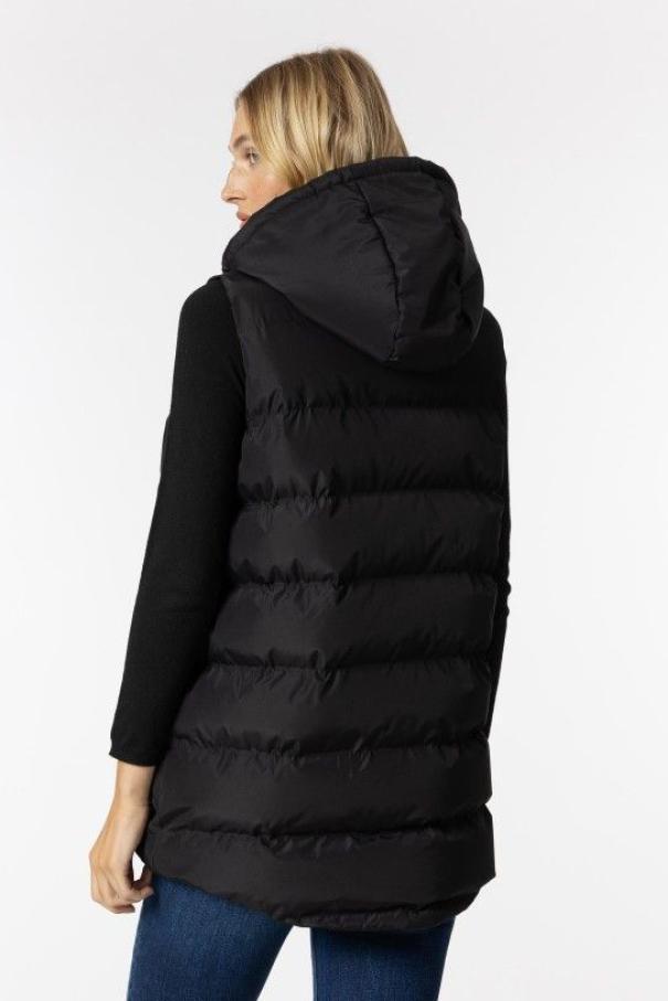 tiffosi tiffosi gilet donna trapuntato lungo con cappuccio fuji_2 nero