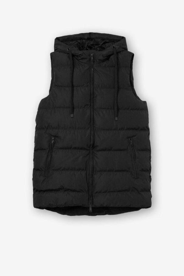 tiffosi tiffosi gilet donna trapuntato lungo con cappuccio fuji_2 nero