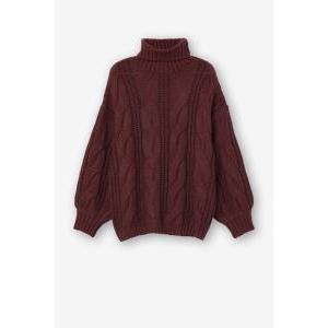 Maglione donna dolce vita  treccioni+ trafori melissa bordeaux