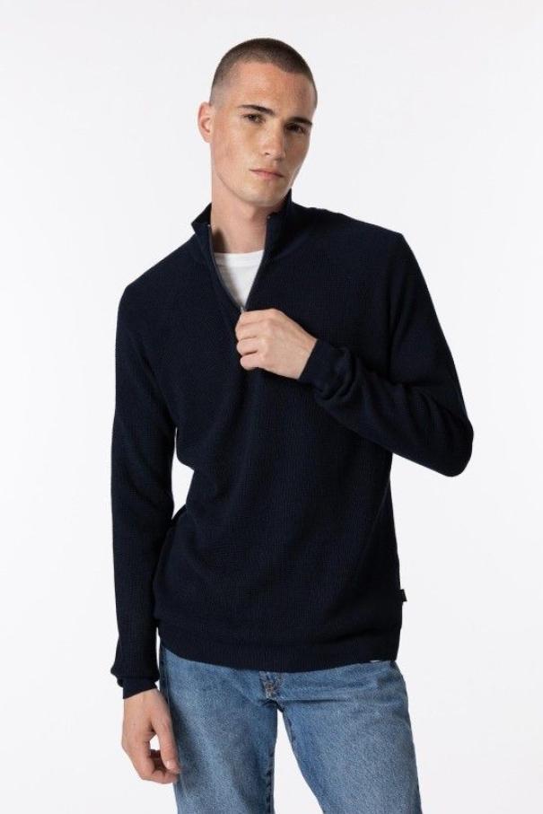 tiffosi tiffosi maglione uomo mezza zip viscosa salvatore blu