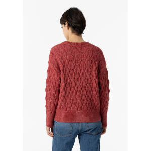 Maglione donna trecce melange haya bordeaux