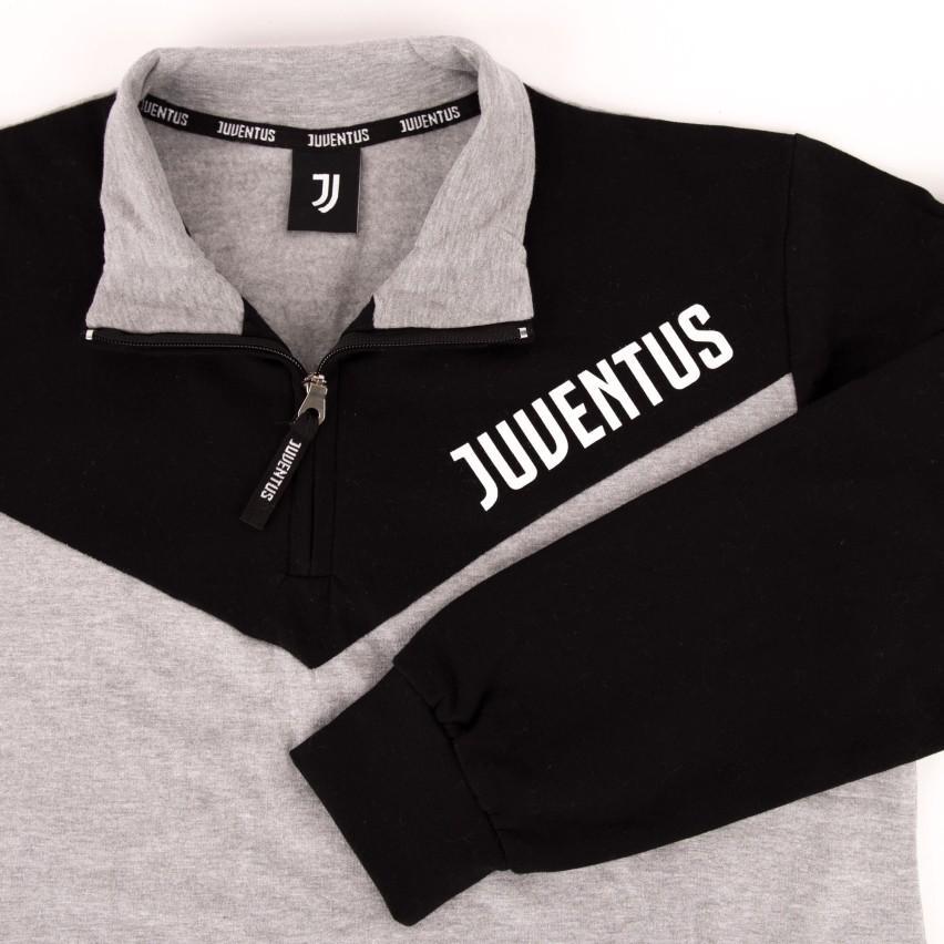 Pigiama mezza zip in cotone felpato da adulto FC Juventus 