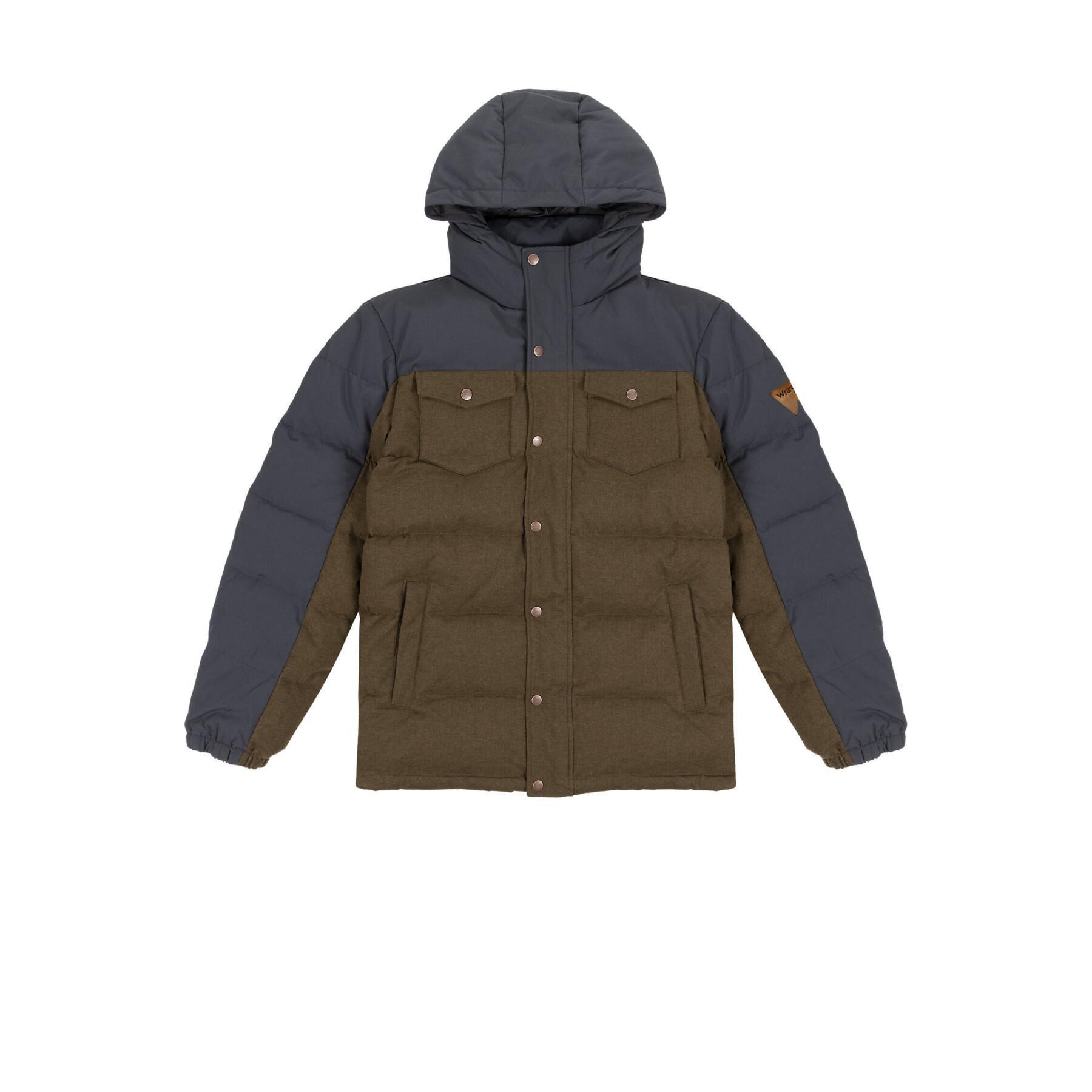 Piumino Wrangler cotone e nylon con cappuccio verde militare