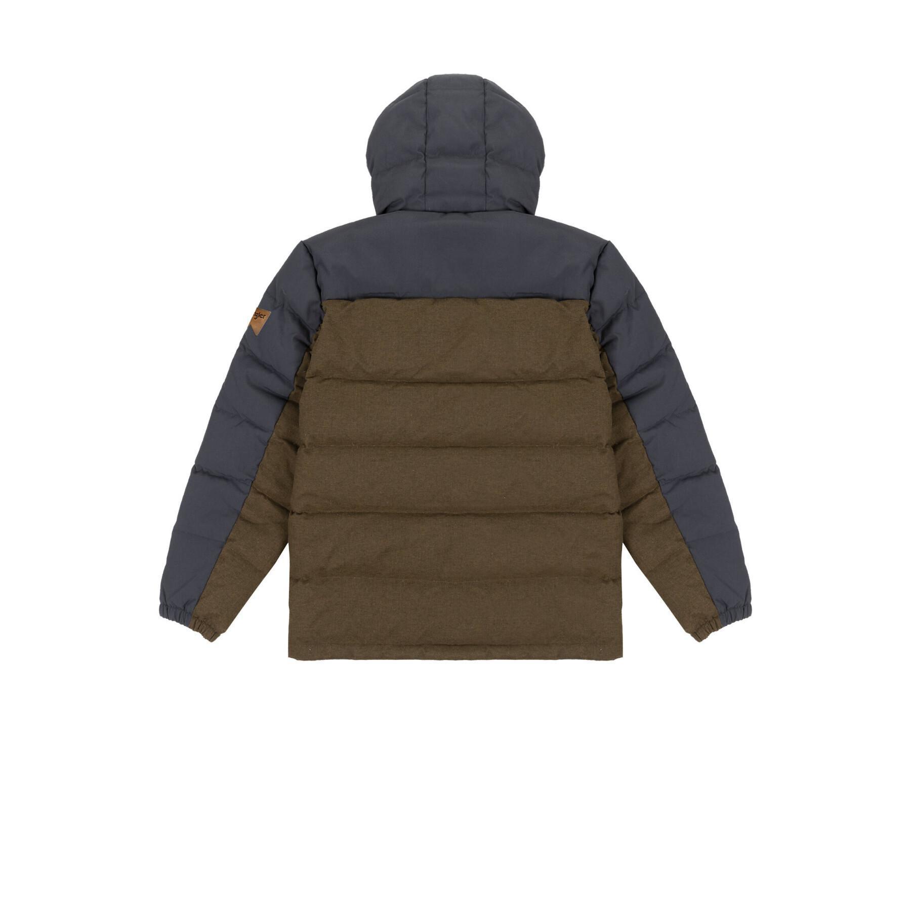 Piumino Wrangler cotone e nylon con cappuccio verde militare