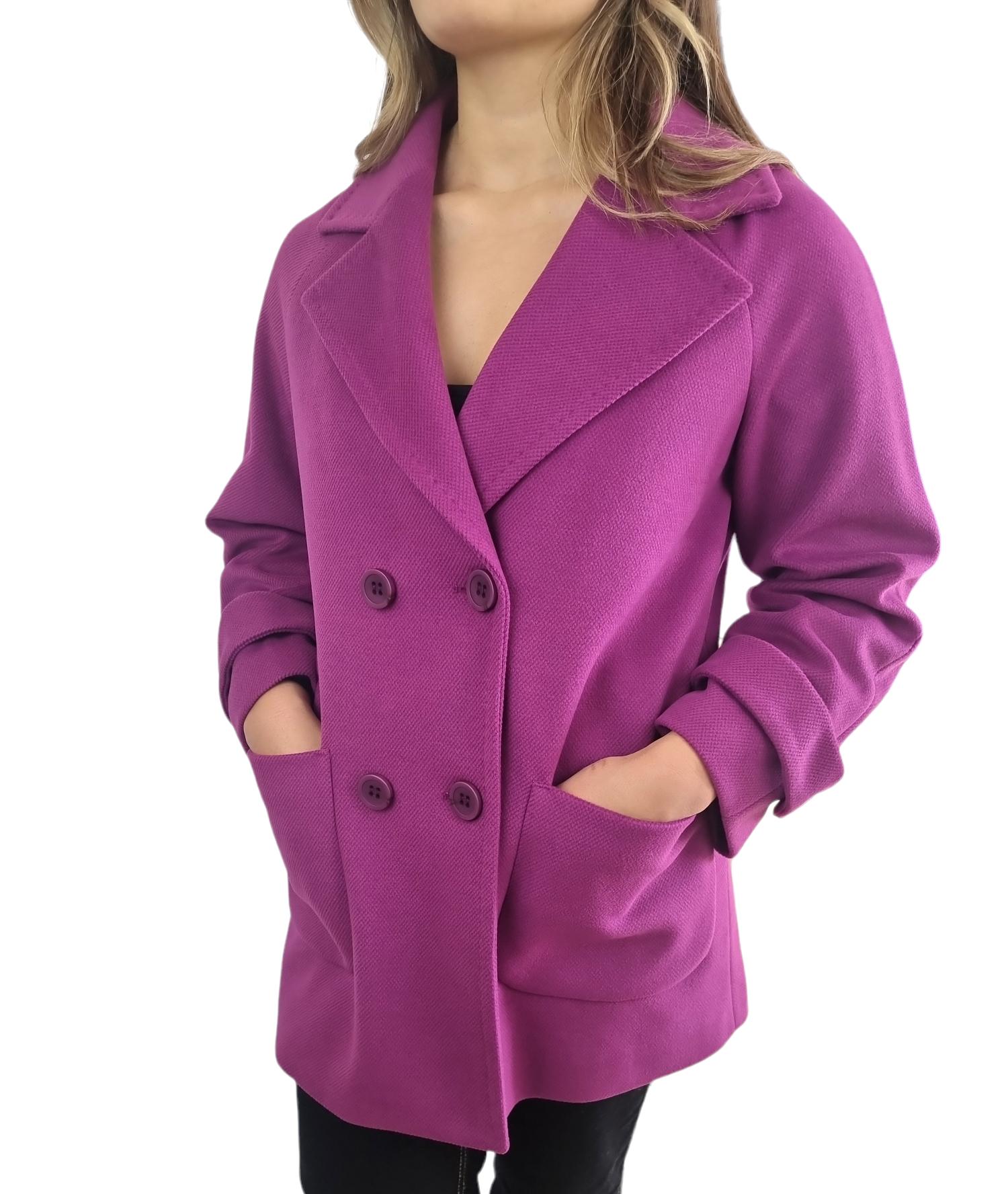 Cappotto Edas doppiopetto donna viola uva