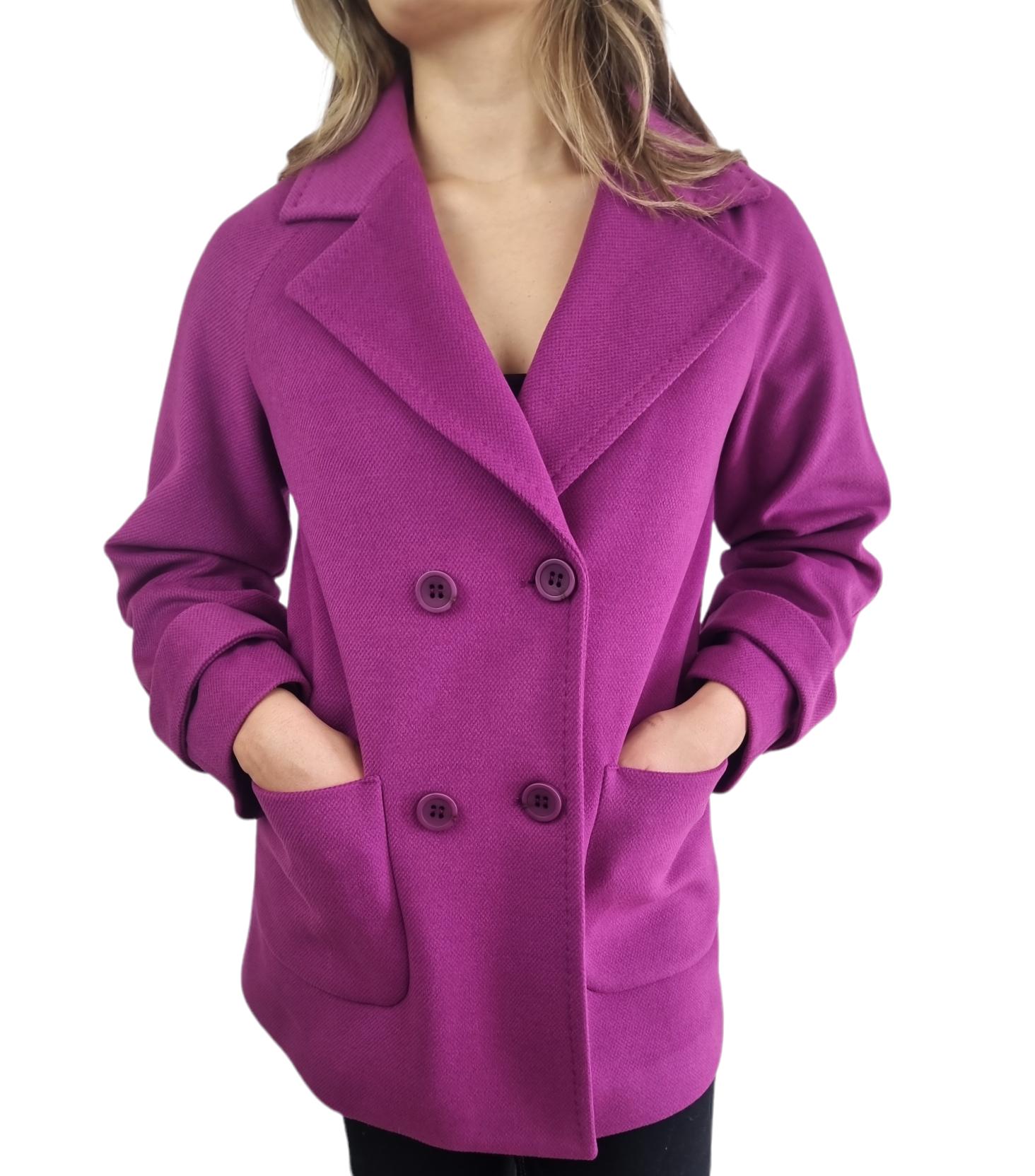 Cappotto Edas doppiopetto donna viola uva