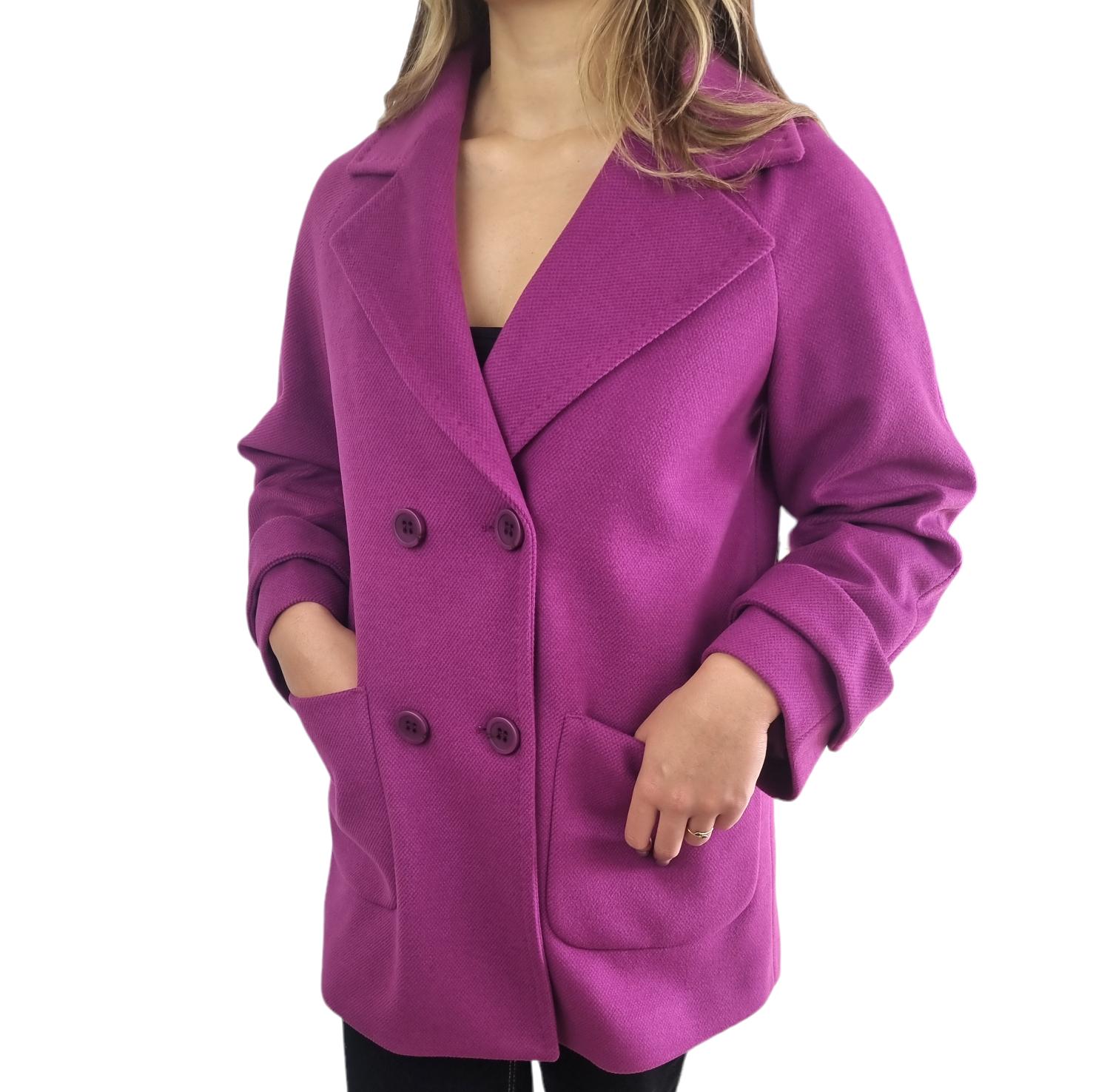 Cappotto Edas doppiopetto donna viola uva