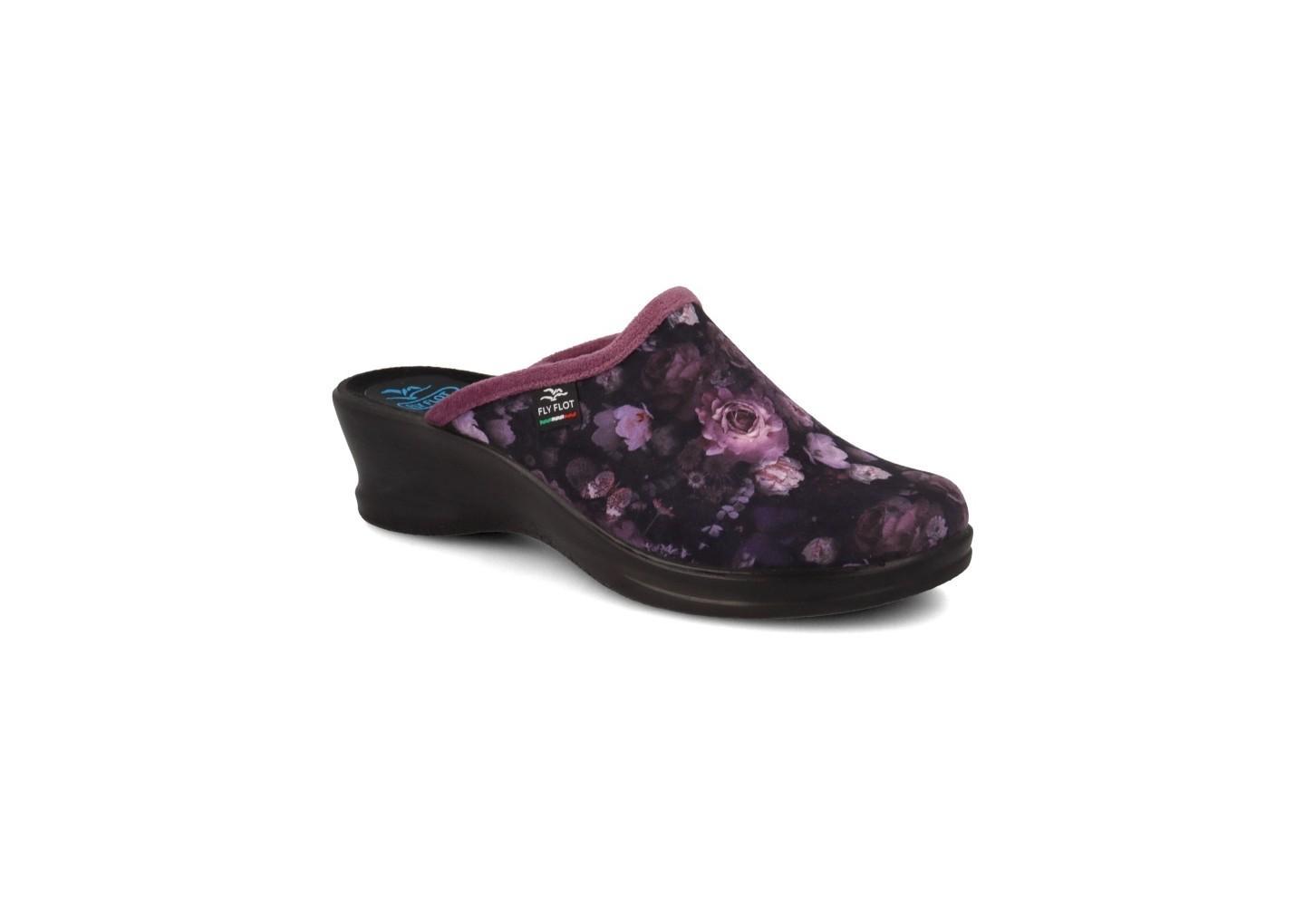 Pantofole Fly Flot donna fiorata scamosciata lilla