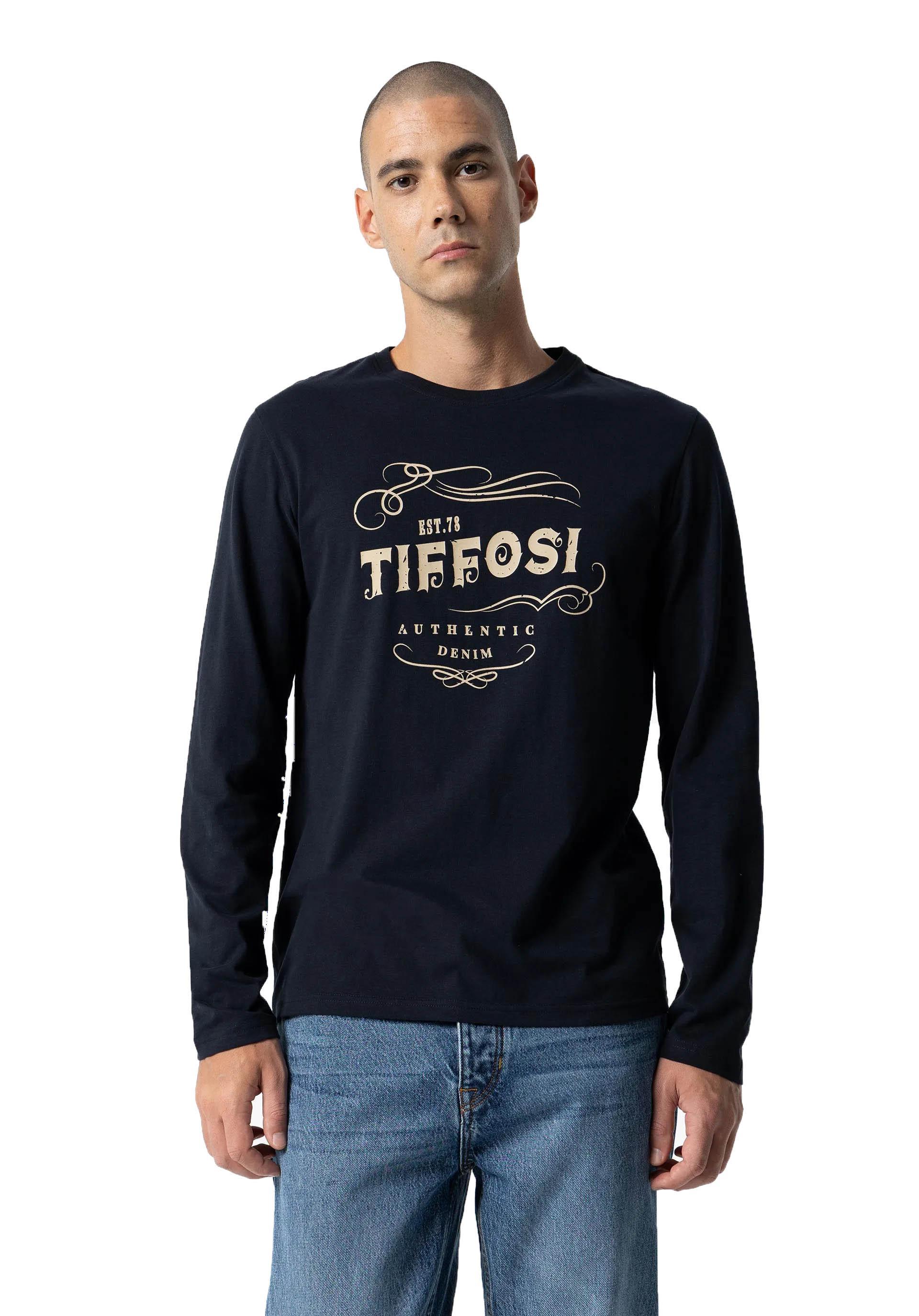 TIFFOSI uomo girocollo manica lunga jersey con stampa Blu