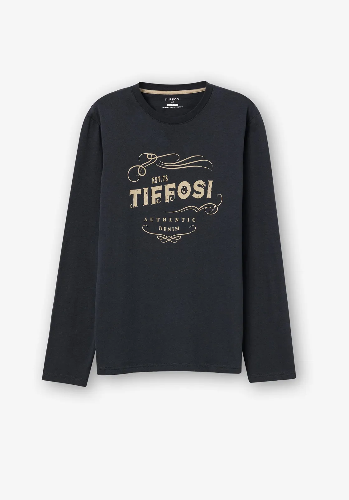 TIFFOSI uomo girocollo manica lunga jersey con stampa Blu