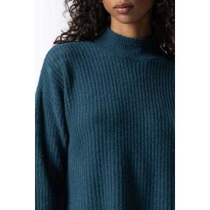 Maglia donna lupetto coste tipo angora ottanio