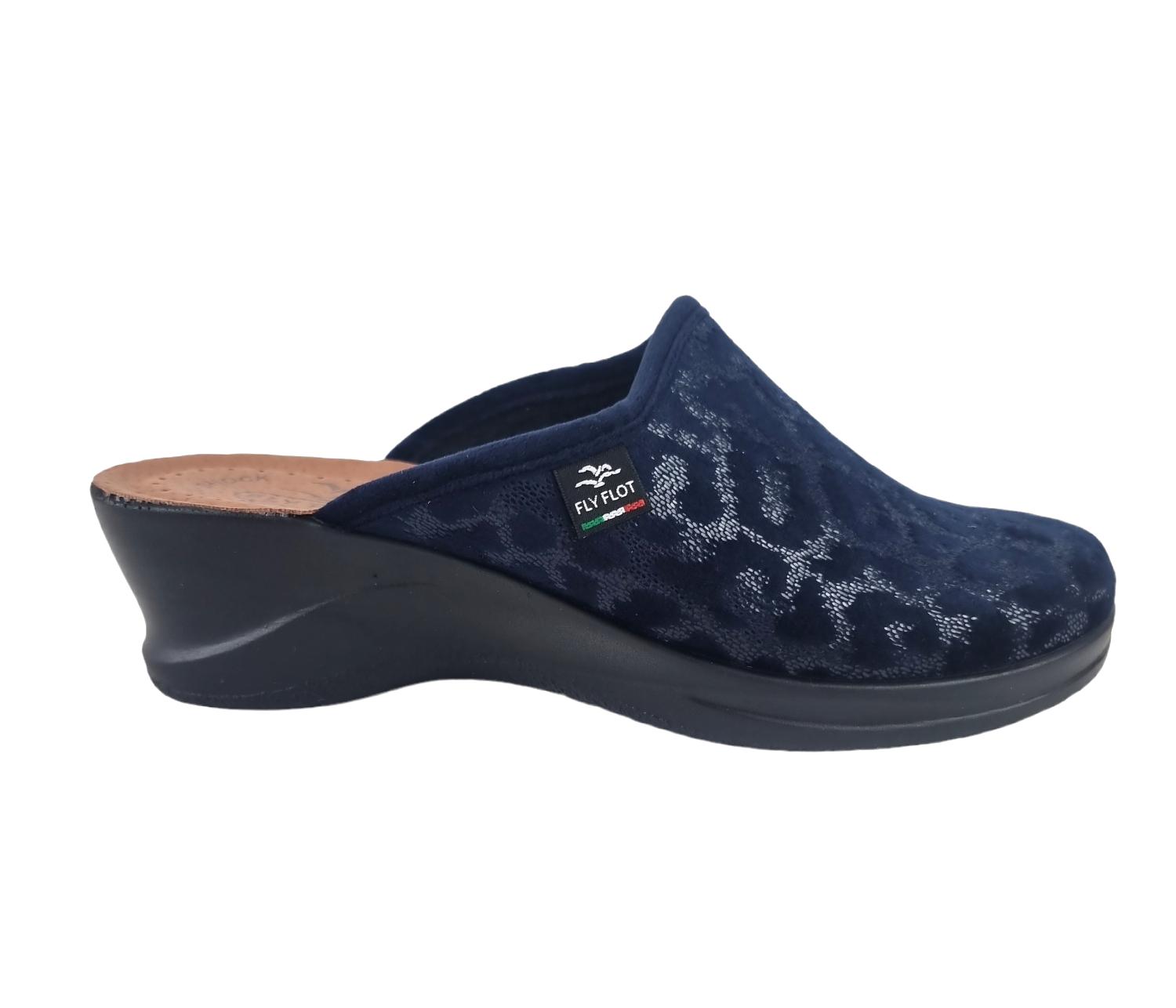 Pantofole donna Fly Flot in fantasia leopardata blu