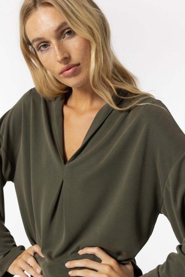 Tiffosi maglia donna viscosa v manica lunga MARTA_C Verde Militare