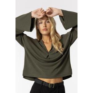 Maglia donna viscosa v manica lunga marta_c verde militare