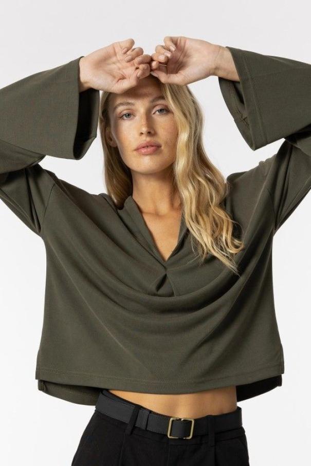 Tiffosi maglia donna viscosa v manica lunga MARTA_C Verde Militare