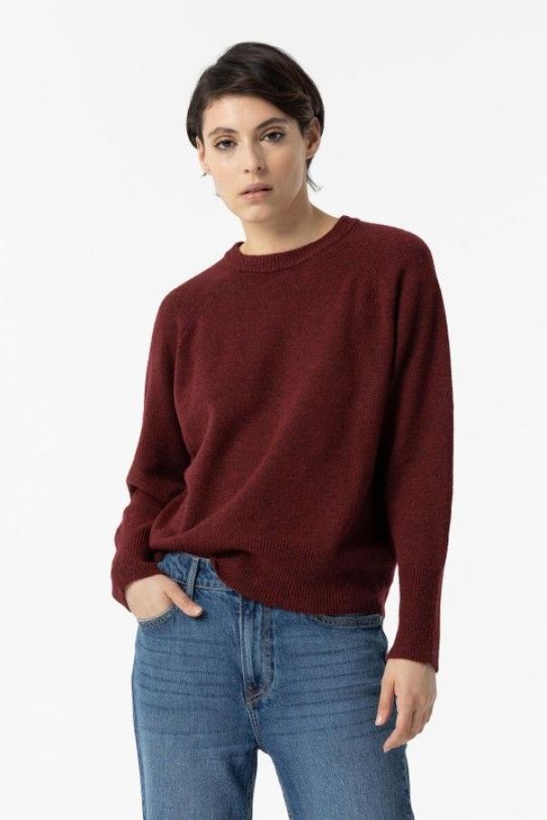 Tiffosi maglia  donna lana bouglet unito SELENE Bordeaux