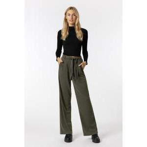 Pantaloni paperbag con cintura soft touch verde militare