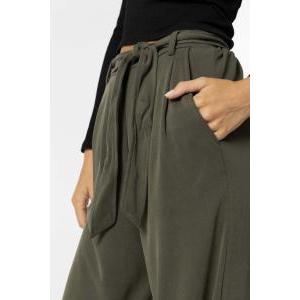 Pantaloni paperbag con cintura soft touch verde militare