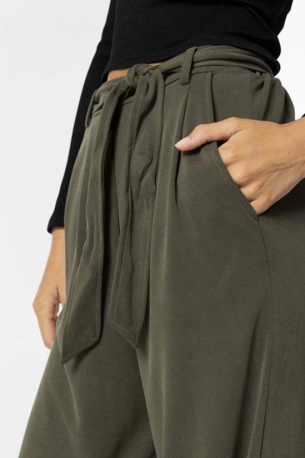 TIFFOSI Pantaloni Paperbag con cintura Soft Touch Verde Militare