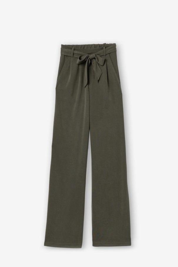 TIFFOSI Pantaloni Paperbag con cintura Soft Touch Verde Militare