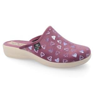 Pantofola donna esanatoglia velluto+ cuori laminati lilla