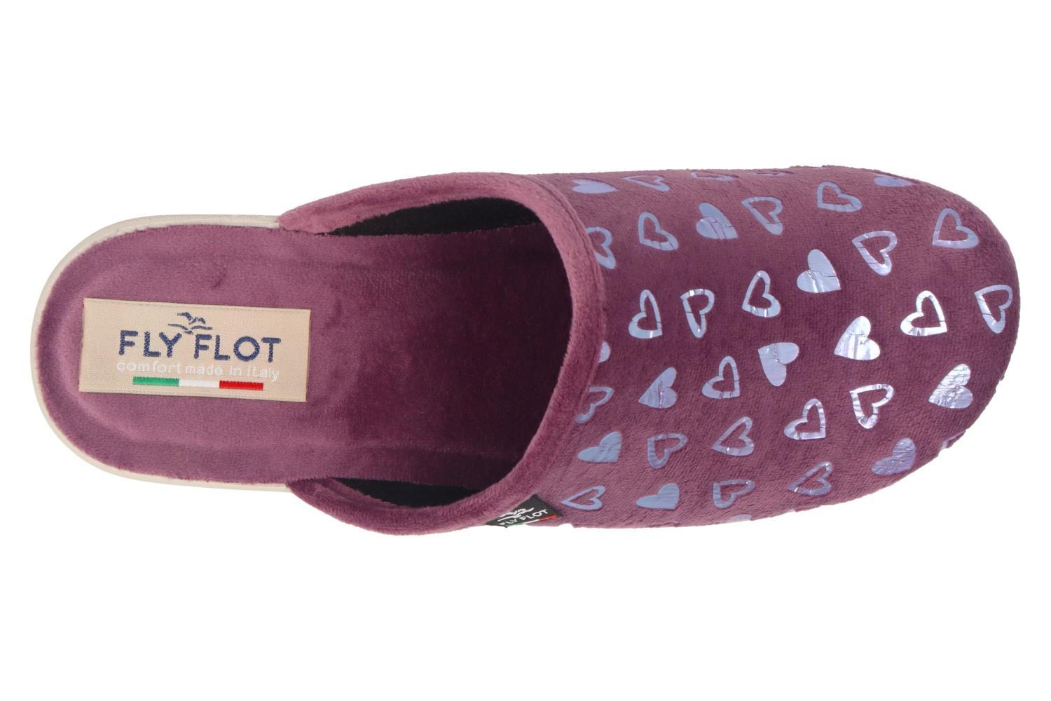 FLY FLOT pantofola donna ESANATOGLIA velluto+ cuori laminati Lilla