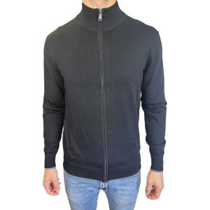 Cardigan uomo misto lana  full zip nero