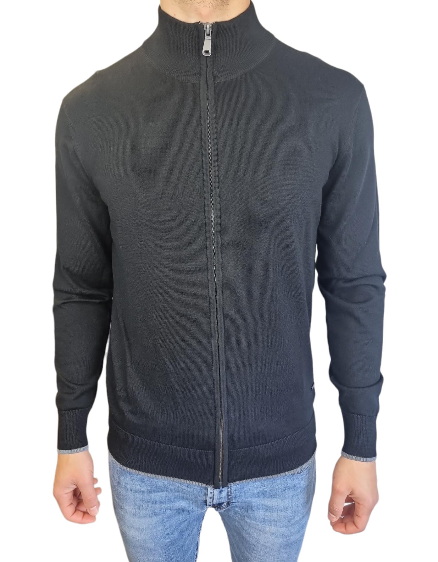 Cardigan uomo misto lana Geox full zip nero