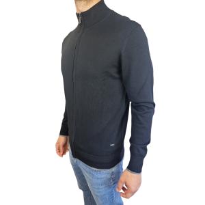 Cardigan uomo misto lana  full zip nero