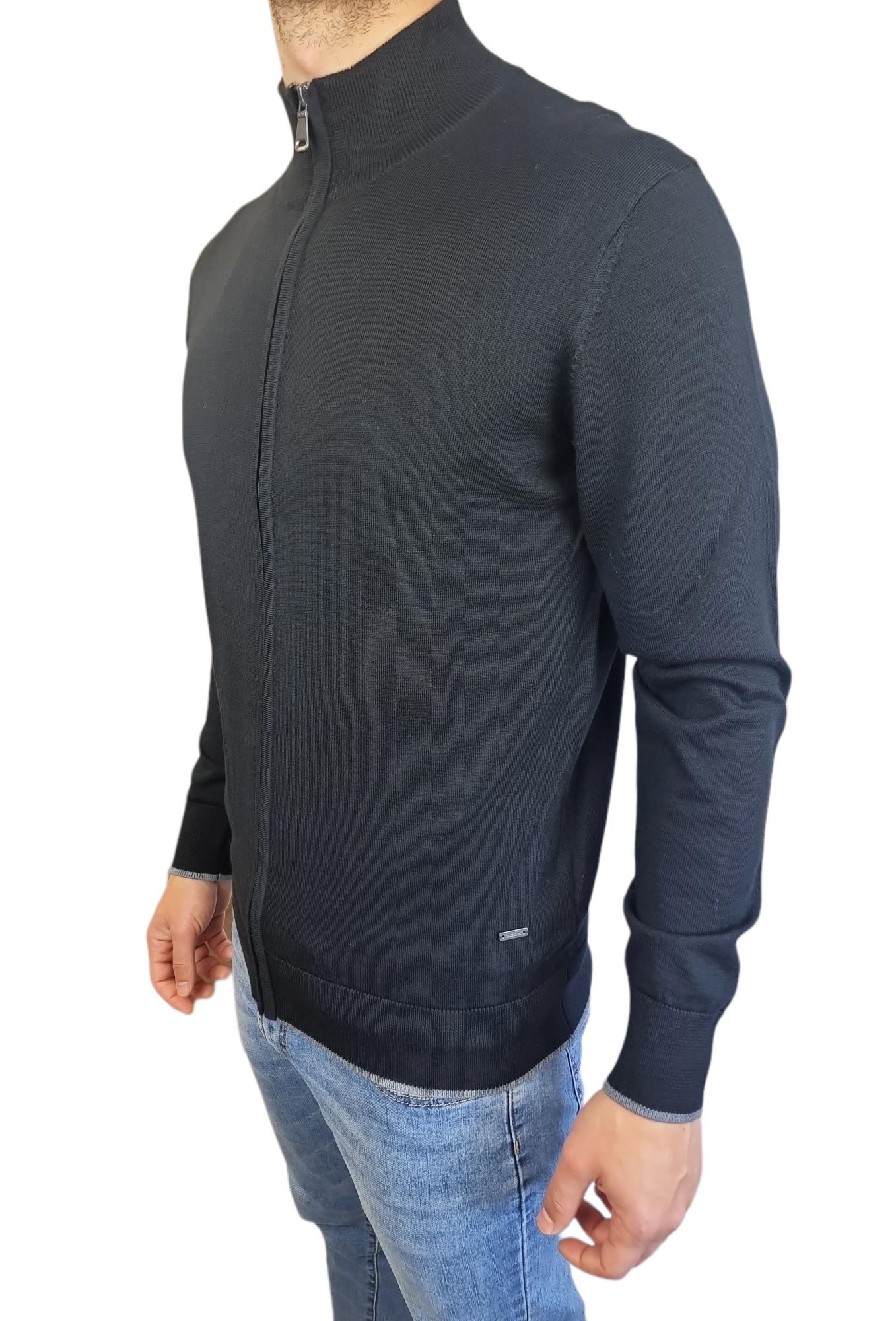 Cardigan uomo misto lana Geox full zip nero