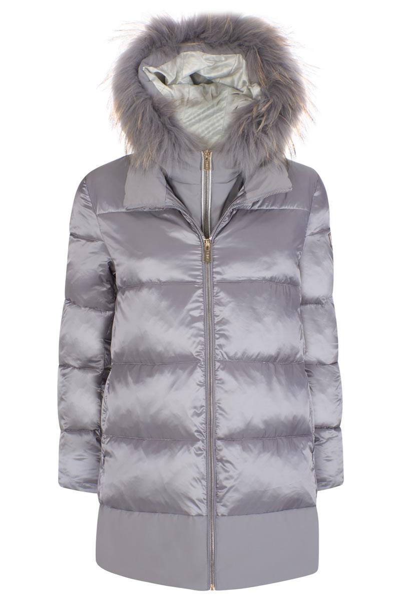 Yes zee piumino donna fascia fondo opaca + finto gilet  staccabile Grigio