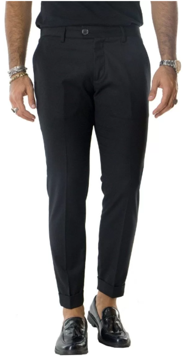 yes zee yes zee pantalone uomo slim chinos con risvolto