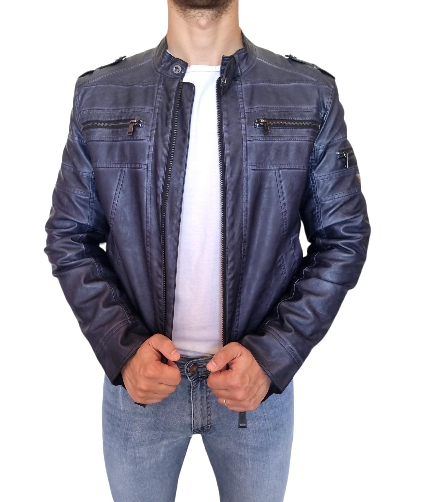 Giacca in similpelle Guess blu da uomo