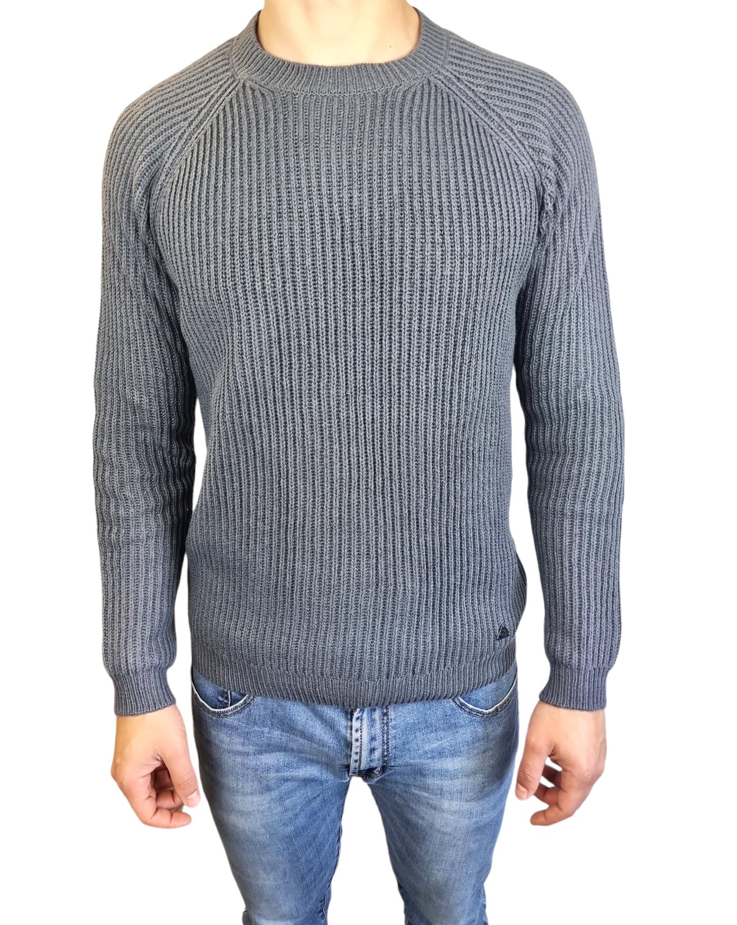 Maglione invernale Yes Zee girocollo da uomo grigio