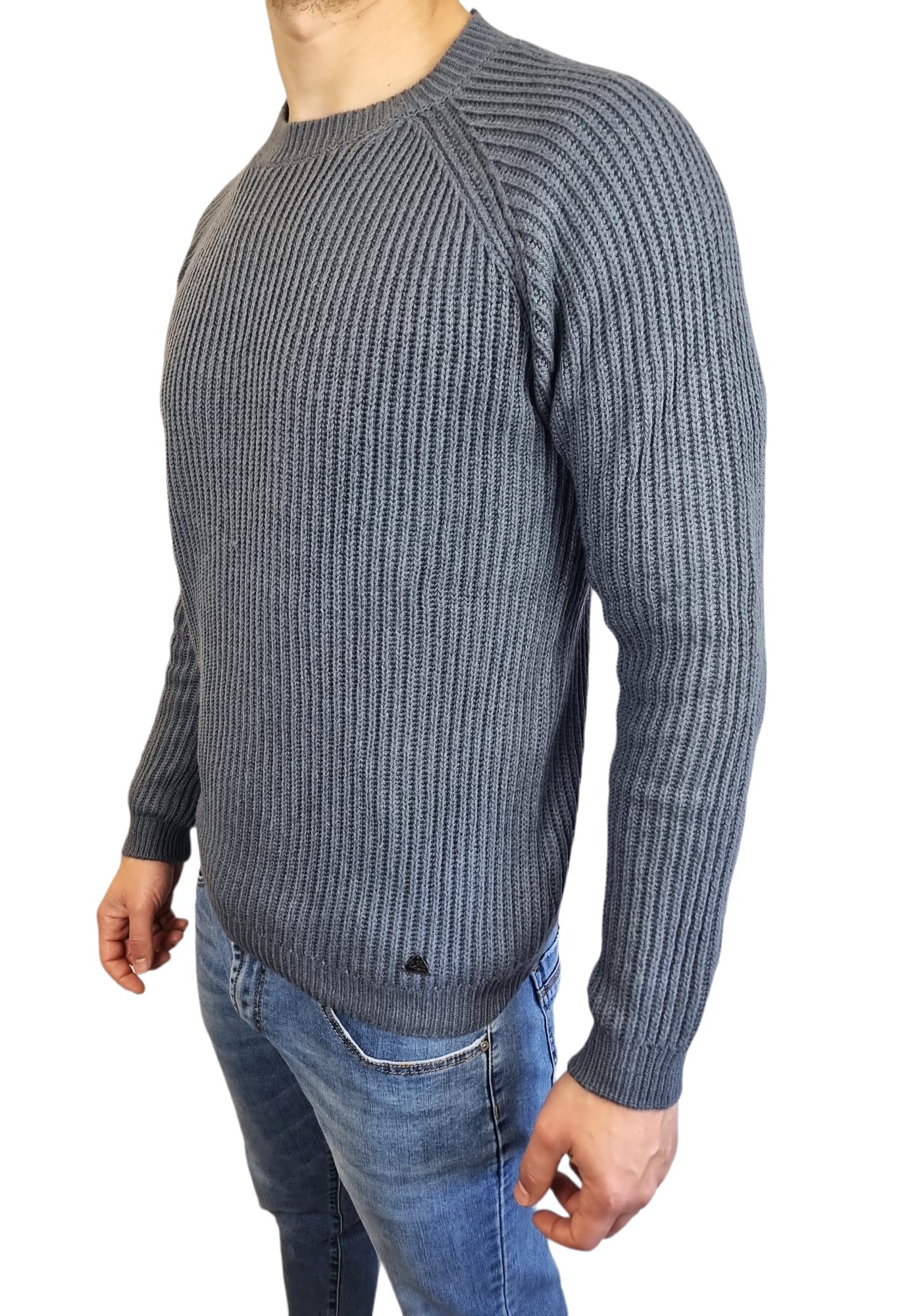 Maglione invernale Yes Zee girocollo da uomo grigio