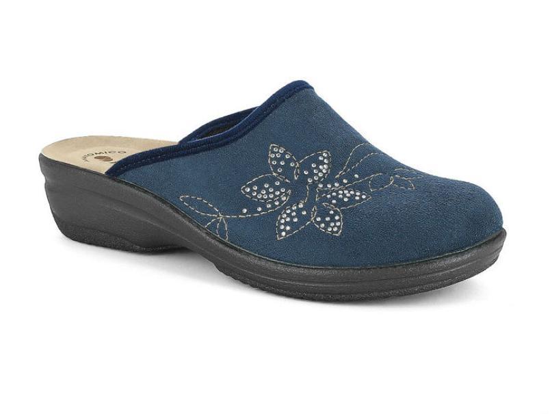 Inblu pantofola scamosciata con ricamo fiore+ strass Blu