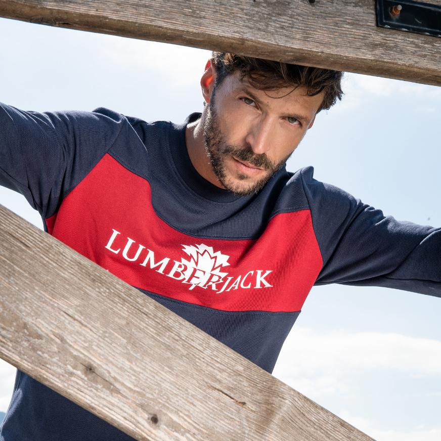 Felpa uomo Lumberjack a girocollo blu