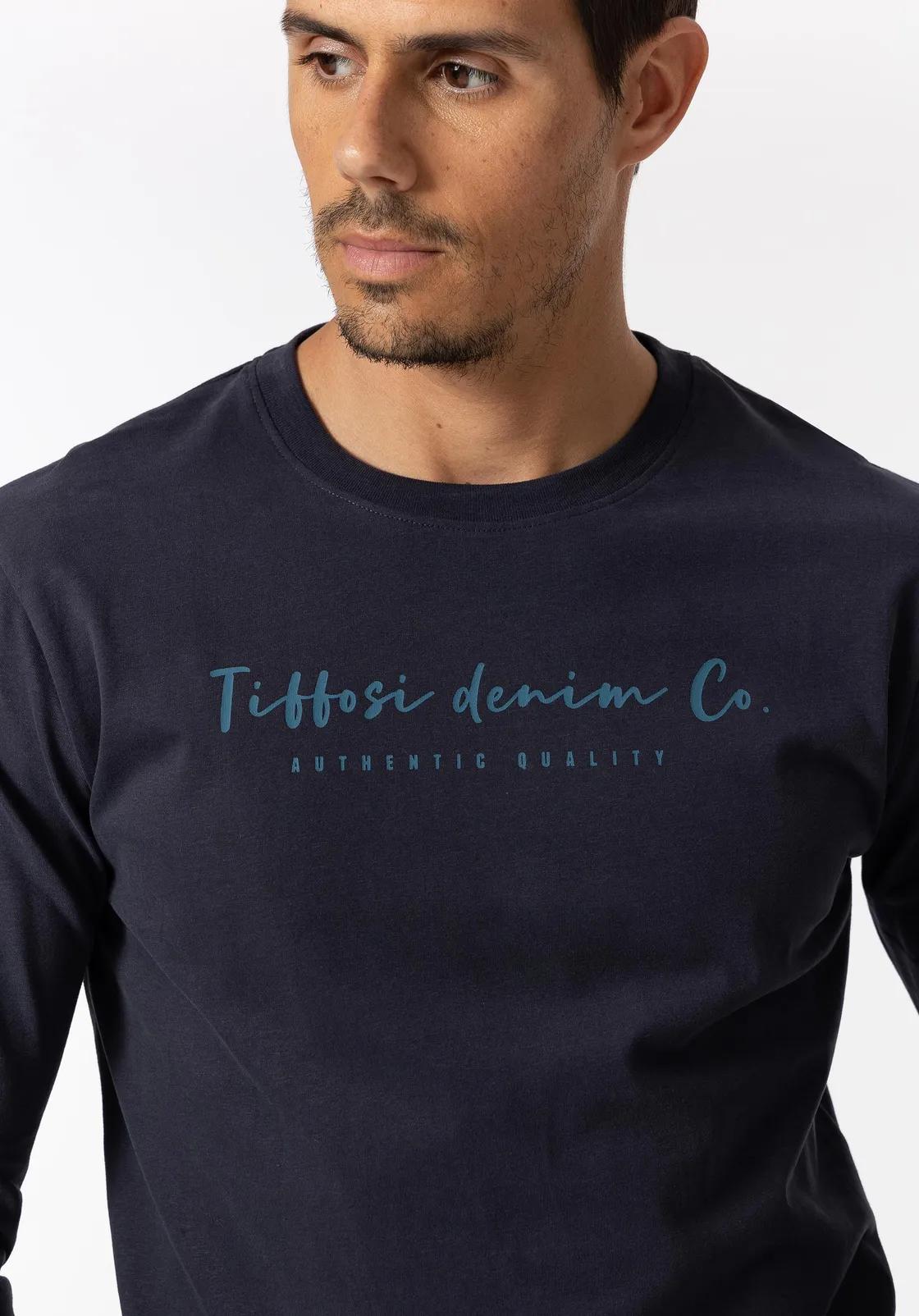 T-shirt manica lunga Tiffosi con scritte petto Blu scuro