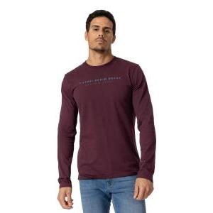 T-shirt manica lunga  con scritte petto bordeaux