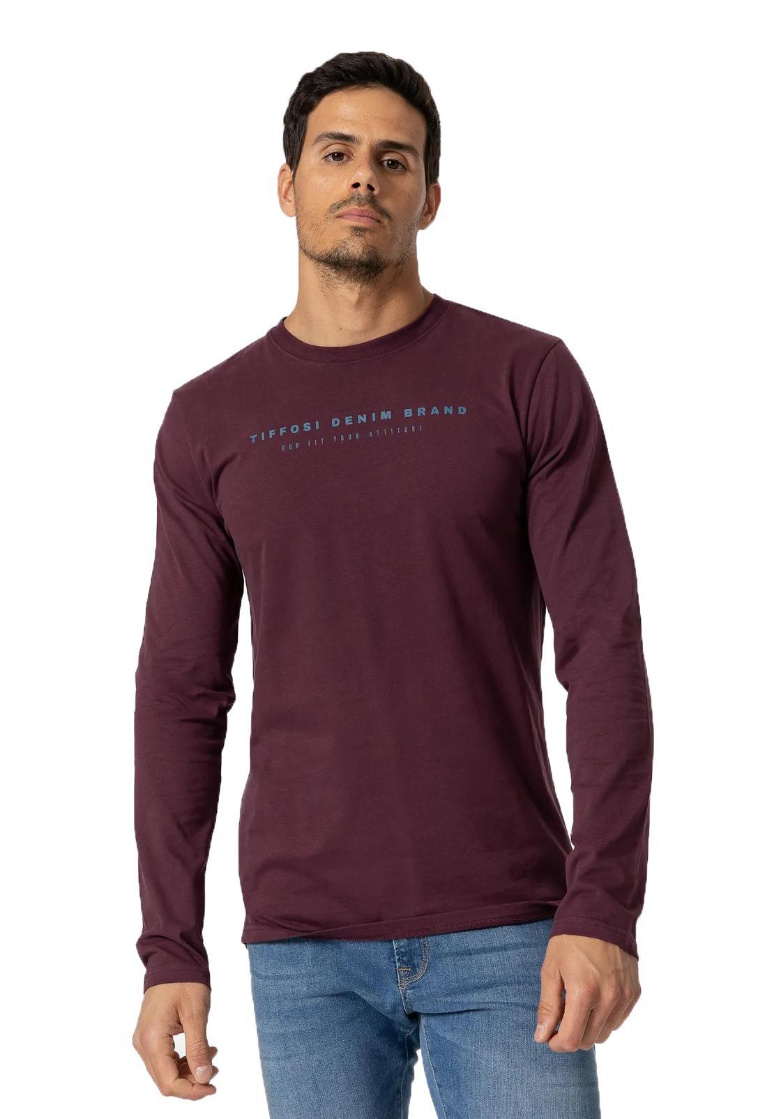 T-shirt manica lunga Tiffosi con scritte petto Bordeaux