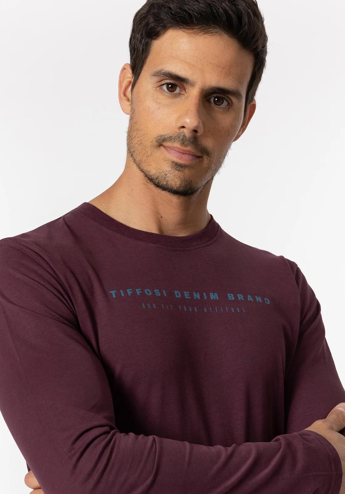 T-shirt manica lunga Tiffosi con scritte petto Bordeaux