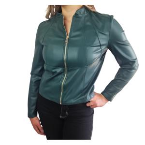 Giacca corta in similpelle  donna verde