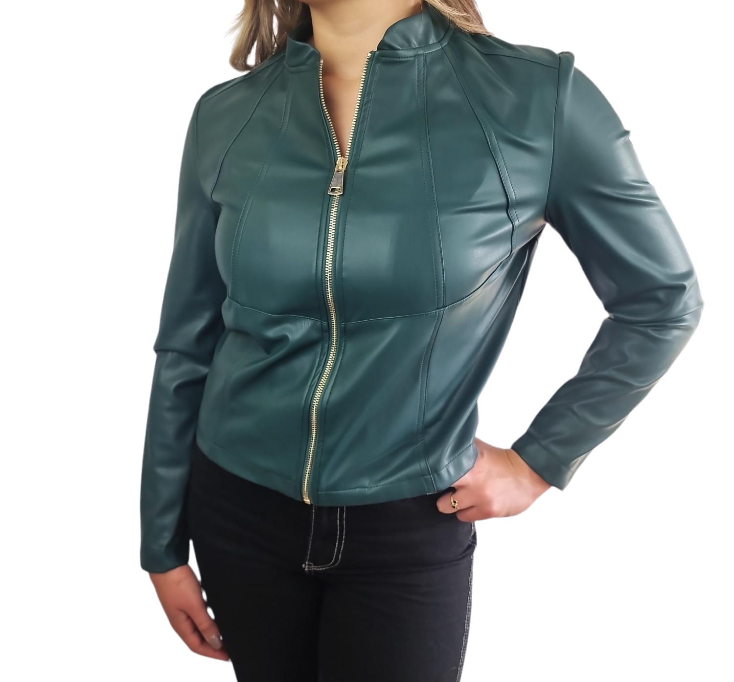 Giacca corta in similpelle Edas donna verde