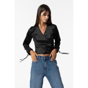 Blusa donna raso manica lunga incrociata tanke