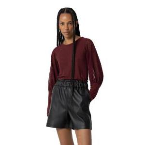 Maglia donna costina con manica velo pois chicago_6 bordeaux