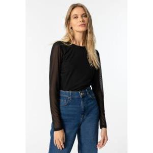 Maglia donna maniche e dietro tulle meshy_1 nero