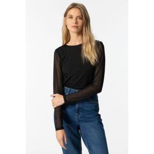 Maglia donna maniche e dietro tulle meshy_1 nero