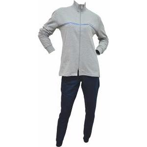 Tuta donna felpa garzata full zip con paillettes petto grigio