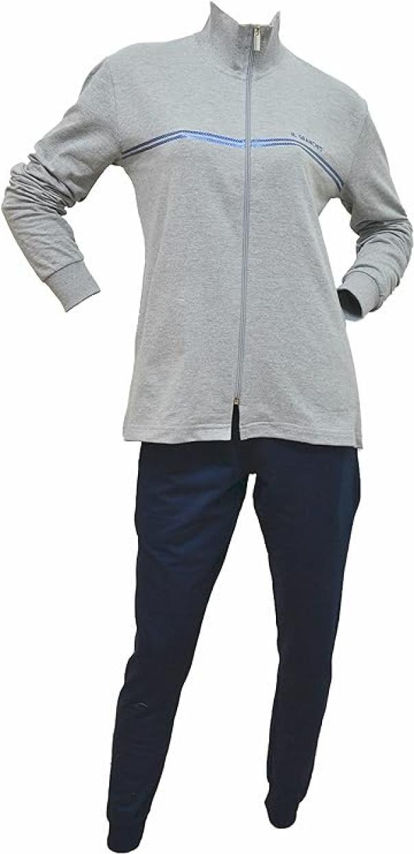 Tuta donna felpa garzata full zip con paillettes petto Grigio